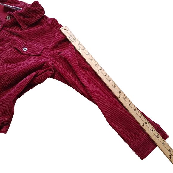 Studio Ease Size 10 Magenta Berry Corduroy Jacket Top Ribbed Long Sleeve Fall - Picture 3 of 9